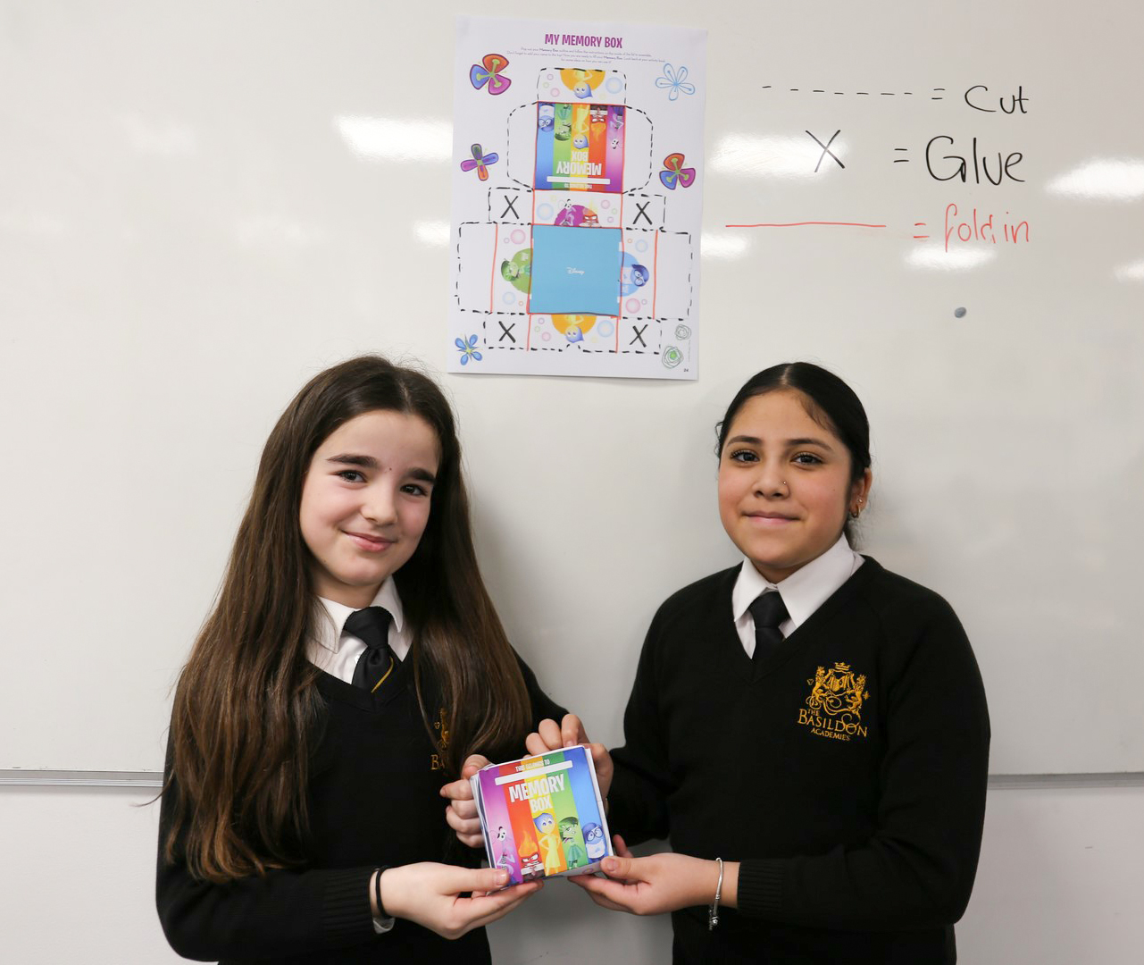 Year 7 students holding Memory boxes